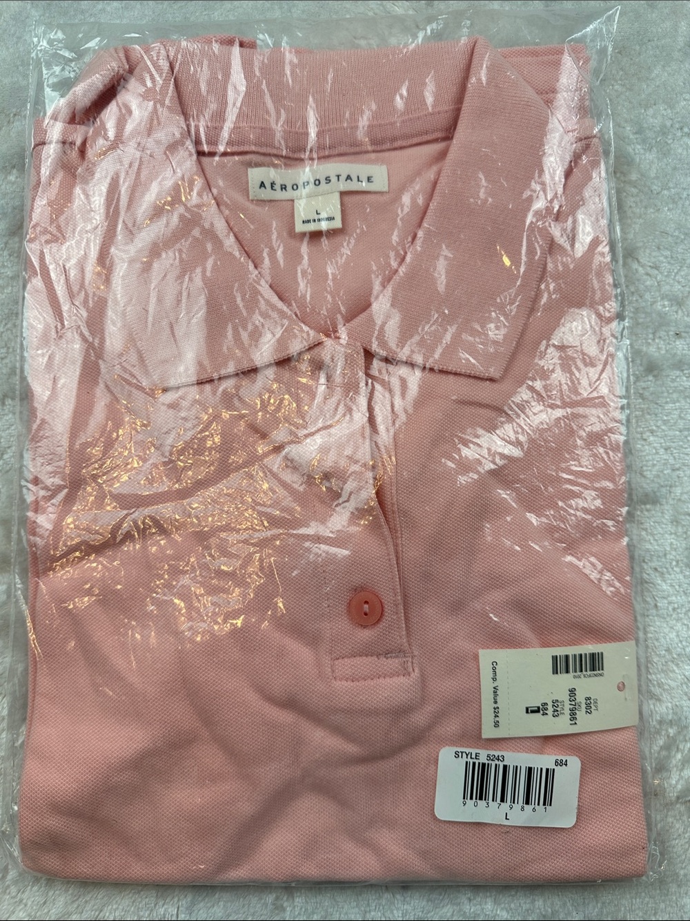 Aeropostale Size L Light Pink Short Sleeve Polo | Workwear | Uniform